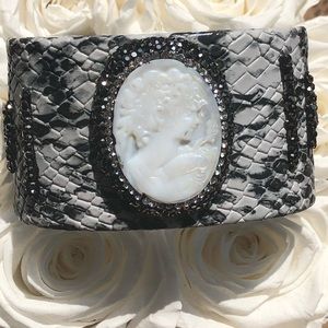 Faux snake skin cuff with a beautiful cameo!